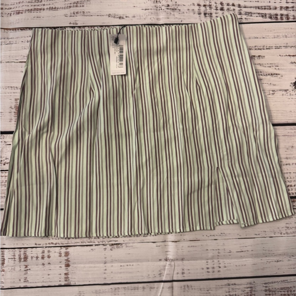 Nasty Gal Green and Mint Striped Mini Skirt